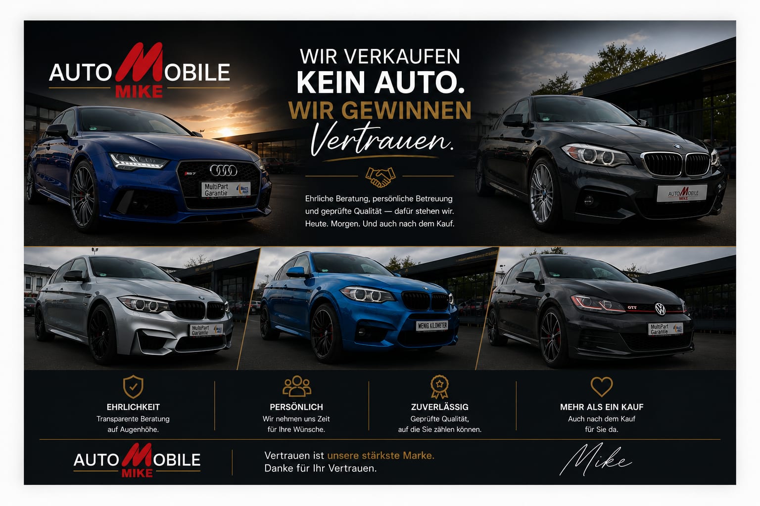 Wir verkaufen kein Auto. Wir gewinnen Vertrauen.